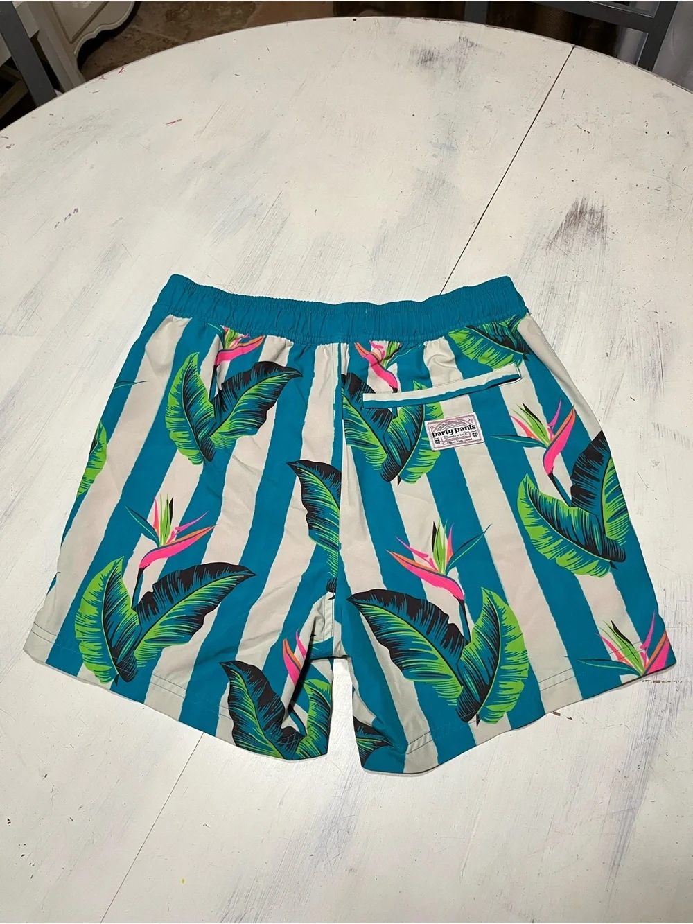 Party Pants Men’s Tropical Palm Leaf Swim Trunks Sz S Cruise Resort Beach